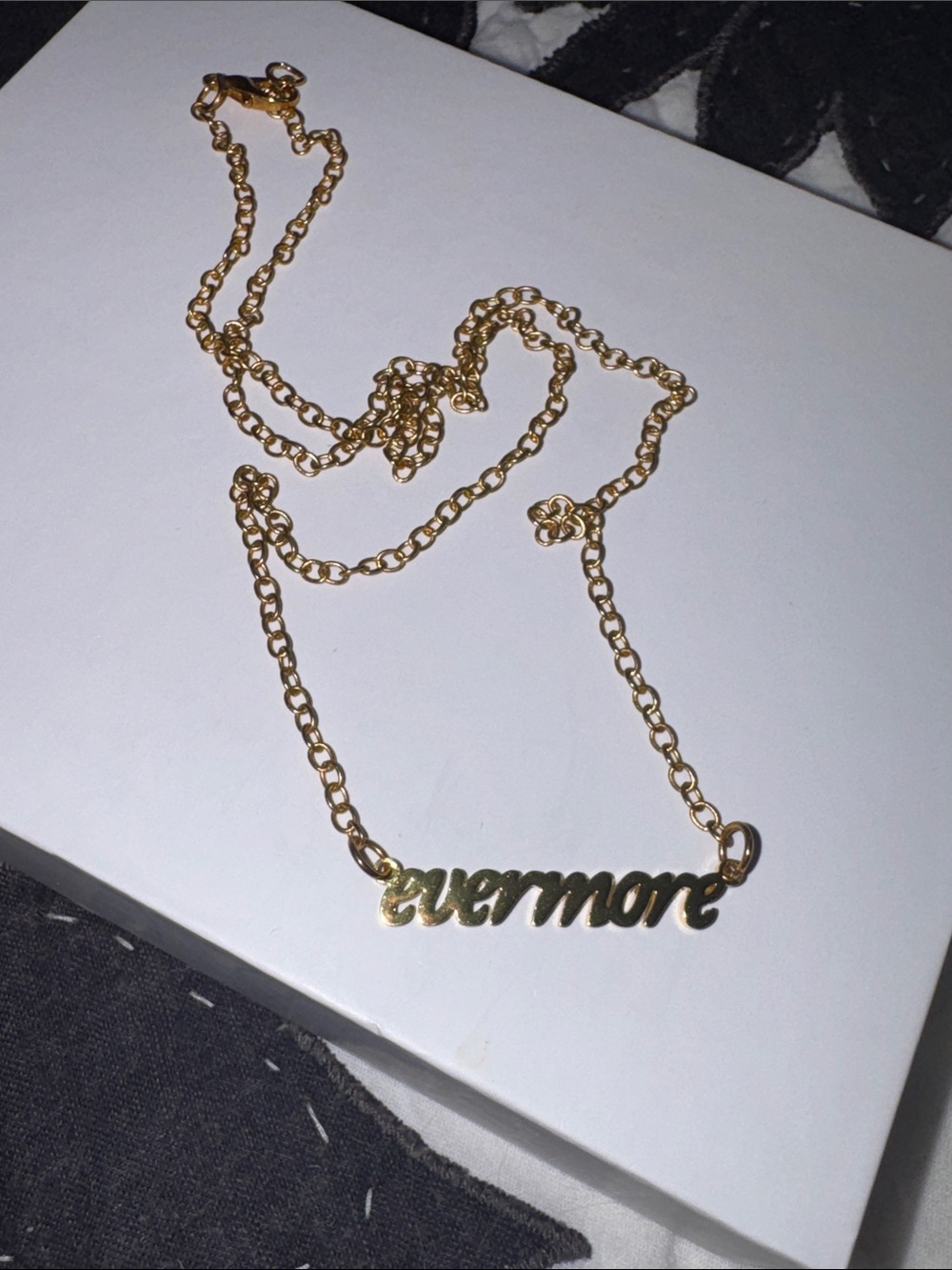 Gold "evermore" Script Necklace